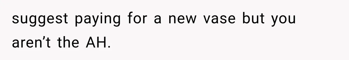 suggest paying for a new vase but you aren’t the AH.
