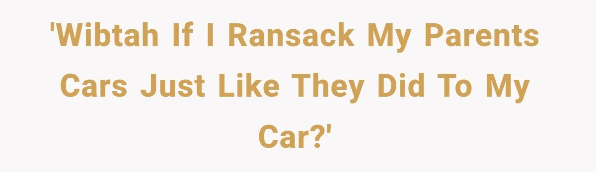 'WIBTAH if I ransack my parents cars just like they did to my car?'