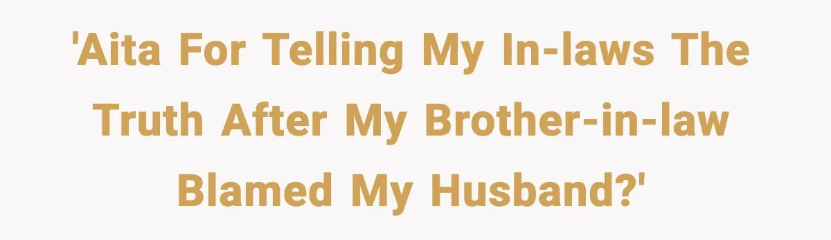 'AITA for telling my in-laws the truth after my brother-in-law blamed my husband?'