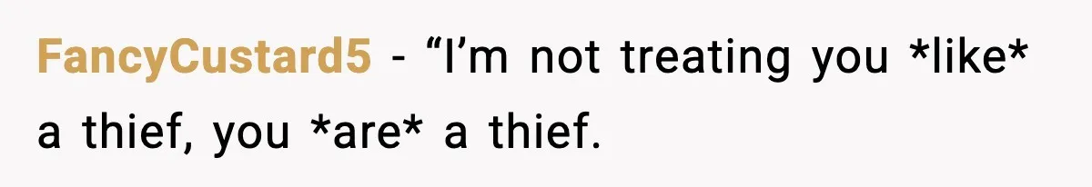 FancyCustard5 − “I’m not treating you *like* a thief, you *are* a thief.