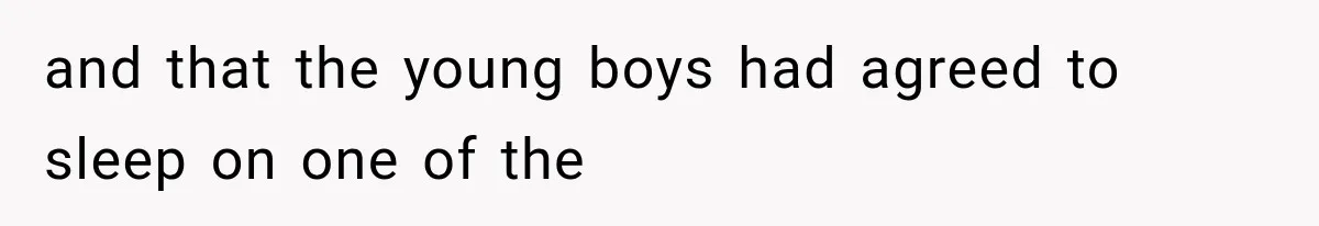 and that the young boys had agreed to sleep on one of the