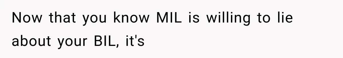 Now that you know MIL is willing to lie about your BIL, it's