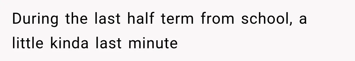 During the last half term from school, a little kinda last minute