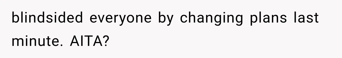 blindsided everyone by changing plans last minute. AITA?