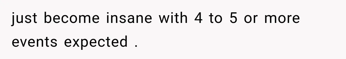 just become insane with 4 to 5 or more events expected .