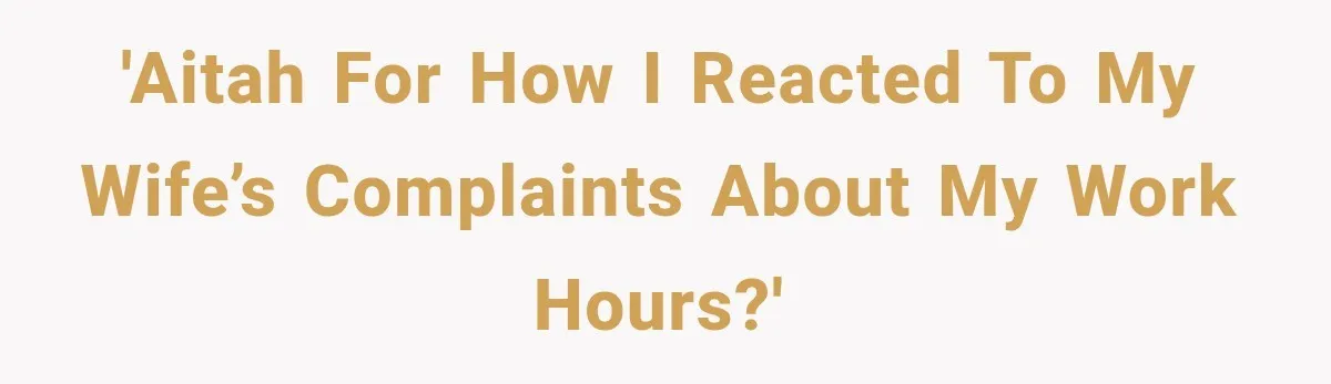 'AITAH for how I reacted to my wife’s complaints about my work hours?'