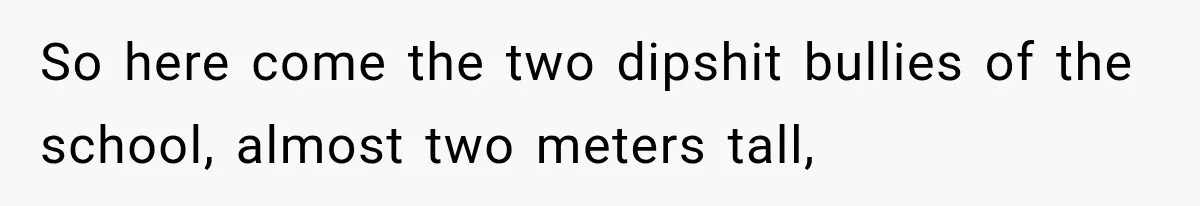 So here come the two dipshit bullies of the school, almost two meters tall,