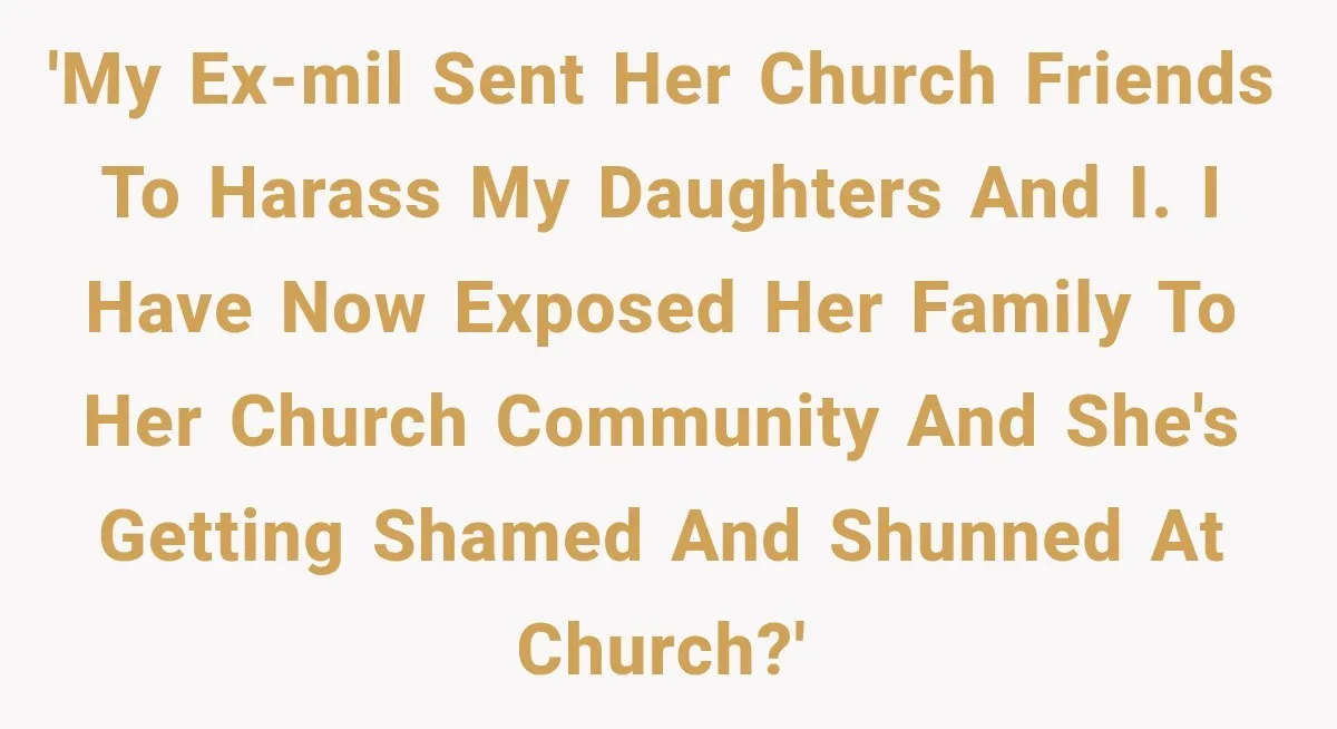 'My ex-MIL sent her Church friends to harass my daughters and I. I have now exposed her family to her church community and she's getting shamed and shunned at Church?'