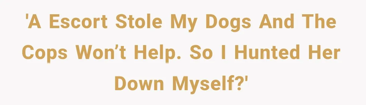'A escort stole my dogs and the cops won’t help. So I hunted her down myself?'