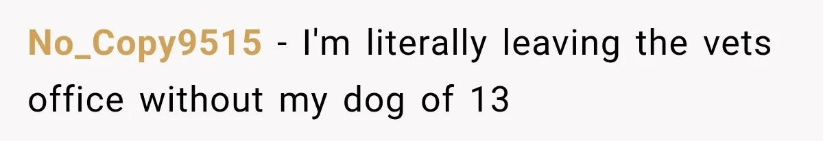 No_Copy9515 − I'm literally leaving the vets office without my dog of 13