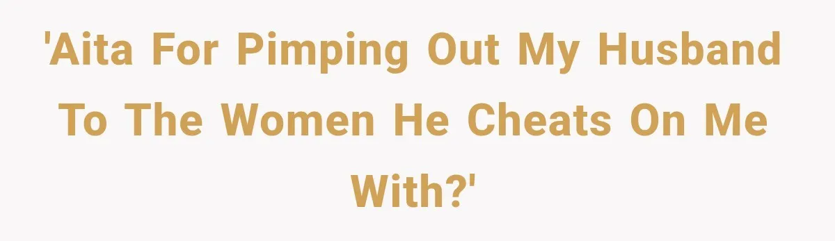 'AITA for pimping out my husband to the women he cheats on me with?'