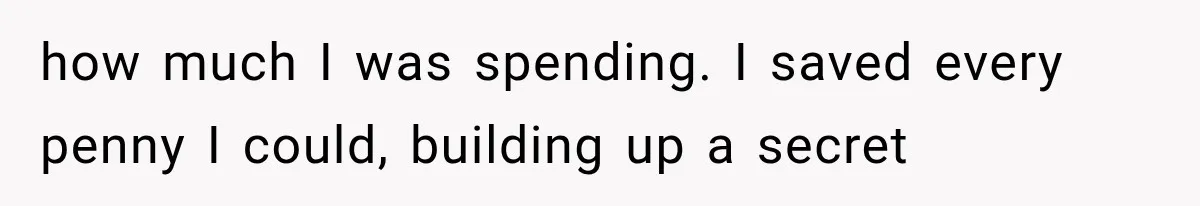 how much I was spending. I saved every penny I could, building up a secret