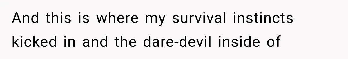 And this is where my survival instincts kicked in and the dare-devil inside of