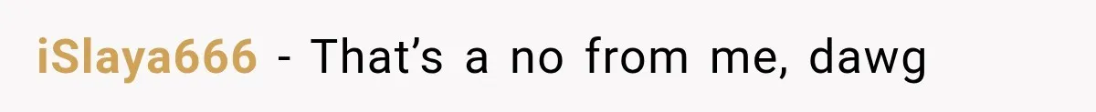 iSlaya666 − That’s a no from me, dawg