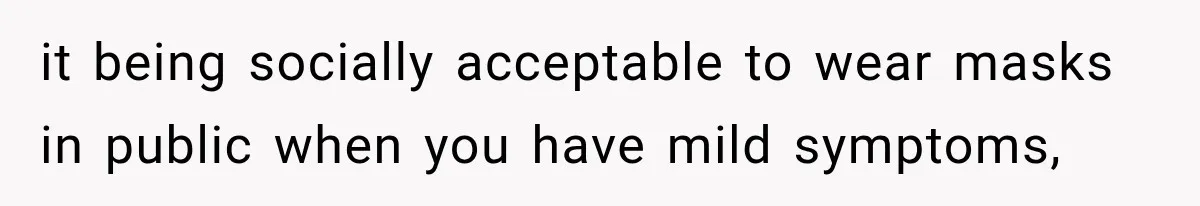it being socially acceptable to wear masks in public when you have mild symptoms,