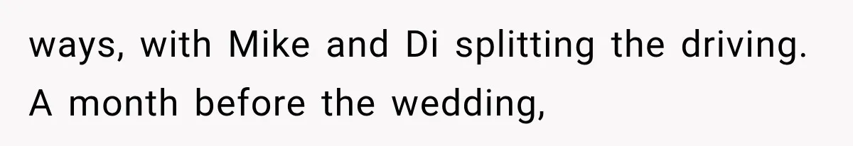 Couple Forces Their Fancy Wedding Ideas on Others, but Their Own Trip Becomes a Disaster ways, with Mike and Di splitting the driving. A month before the wedding,