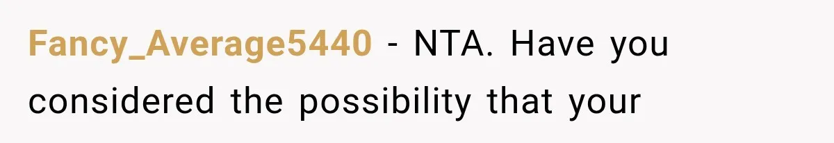 Fancy_Average5440 − NTA. Have you considered the possibility that your