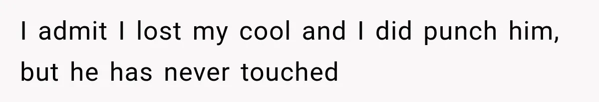 I admit I lost my cool and I did punch him, but he has never touched