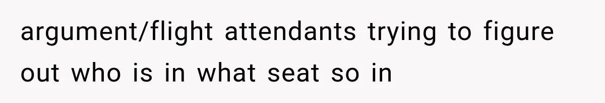 argument/flight attendants trying to figure out who is in what seat so in