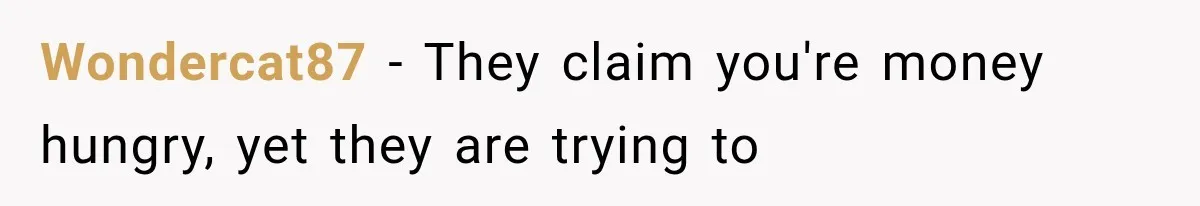 Wondercat87 − They claim you're money hungry, yet they are trying to