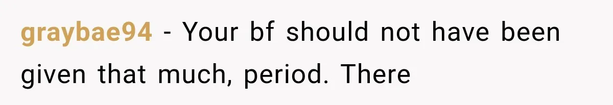 graybae94 − Your bf should not have been given that much, period. There