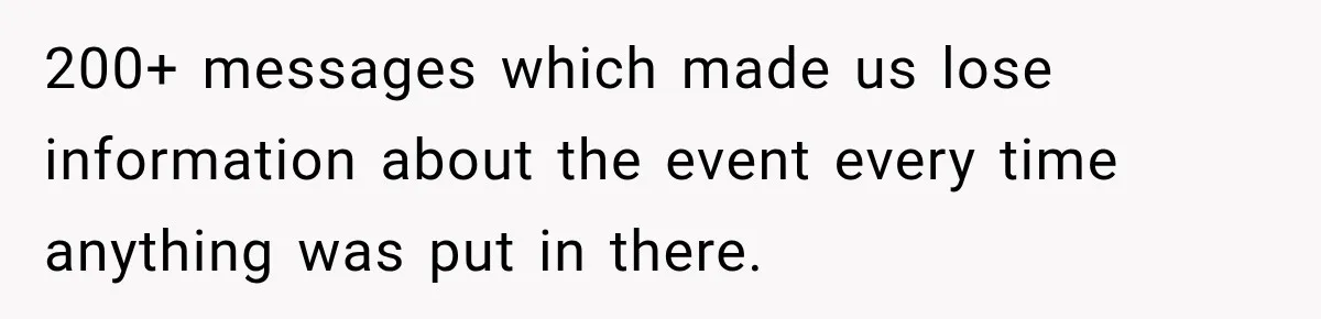 200+ messages which made us lose information about the event every time anything was put in there.