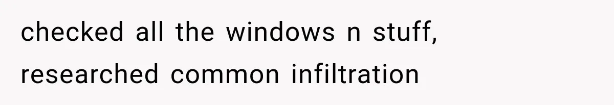 checked all the windows n stuff, researched common infiltration