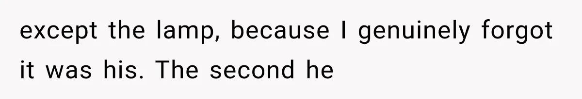 except the lamp, because I genuinely forgot it was his. The second he