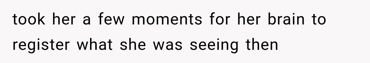 took her a few moments for her brain to register what she was seeing then