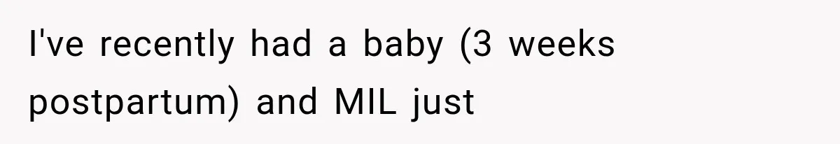 I've recently had a baby (3 weeks postpartum) and MIL just