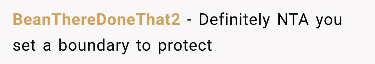 BeanThereDoneThat2 − Definitely NTA you set a boundary to protect
