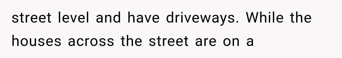 street level and have driveways. While the houses across the street are on a