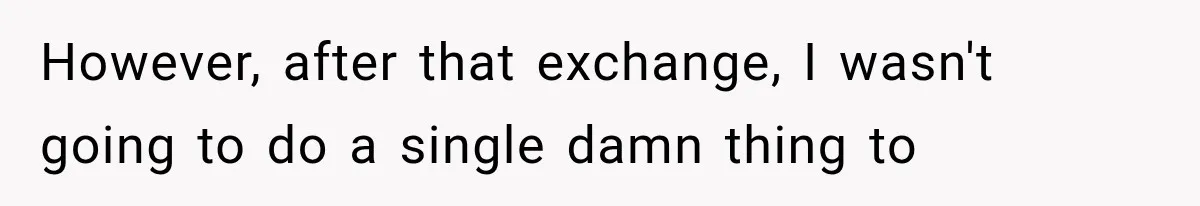 However, after that exchange, I wasn't going to do a single damn thing to