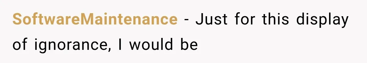 SoftwareMaintenance − Just for this display of ignorance, I would be