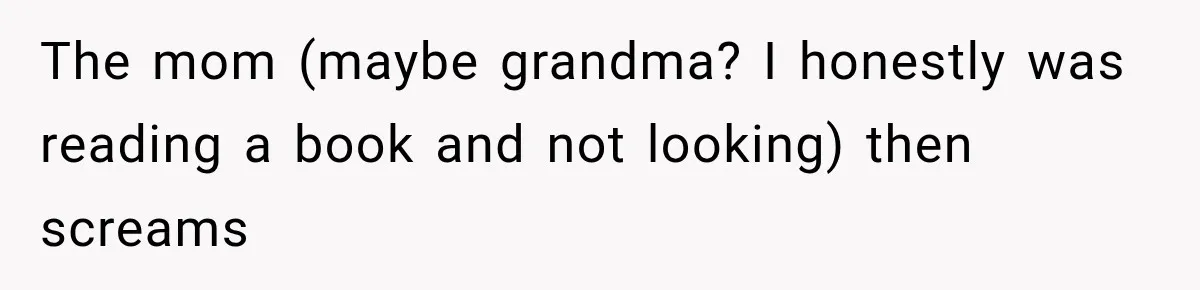 The mom (maybe grandma? I honestly was reading a book and not looking) then screams