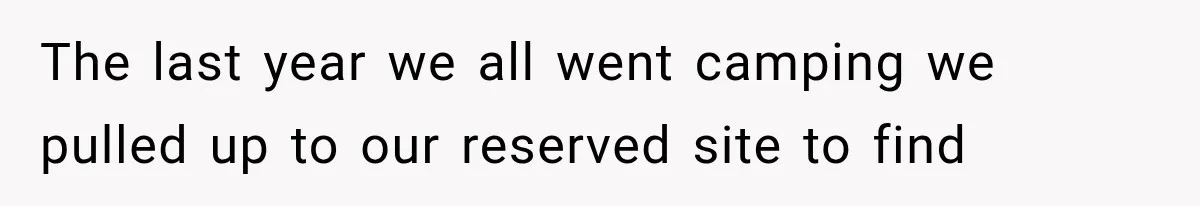 The last year we all went camping we pulled up to our reserved site to find