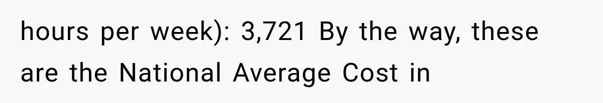 hours per week): 3,721 By the way, these are the National Average Cost in