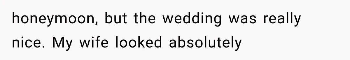 honeymoon, but the wedding was really nice. My wife looked absolutely