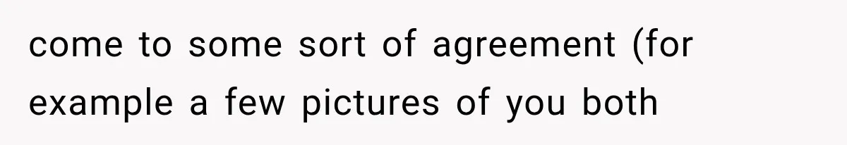 come to some sort of agreement (for example a few pictures of you both