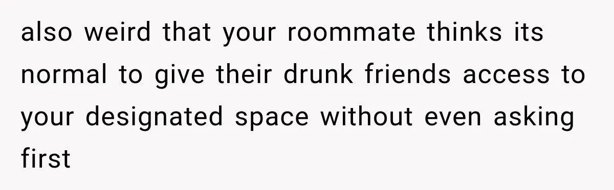 also weird that your roommate thinks its normal to give their drunk friends access to your designated space without even asking first