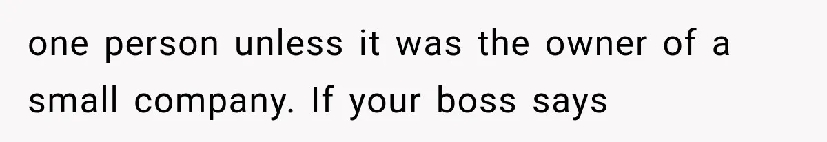 one person unless it was the owner of a small company. If your boss says