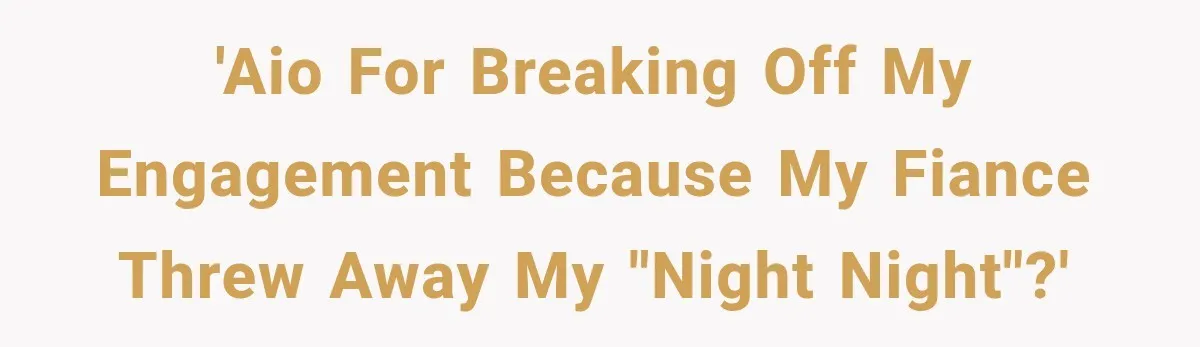 'AIO for breaking off my engagement because my fiance threw away my "Night Night"?'
