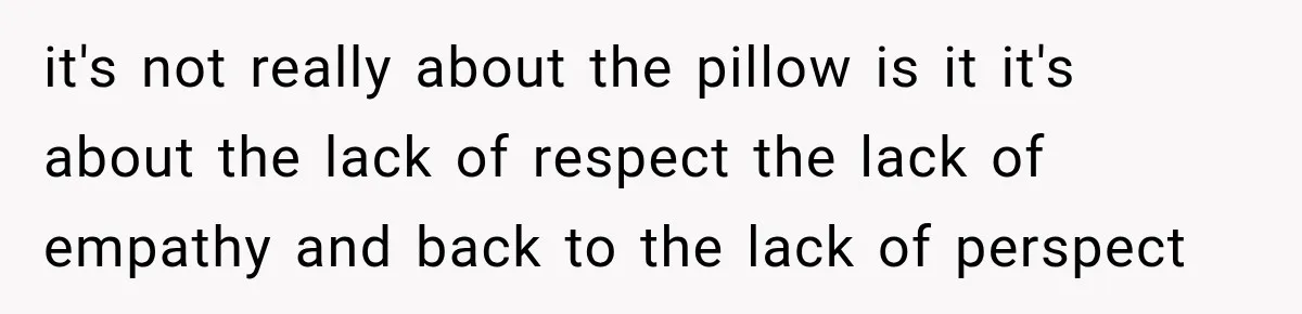 it's not really about the pillow is it it's about the lack of respect the lack of empathy and back to the lack of perspect