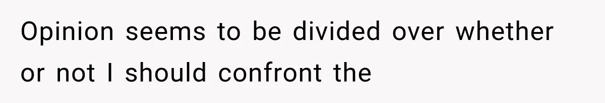 Opinion seems to be divided over whether or not I should confront the