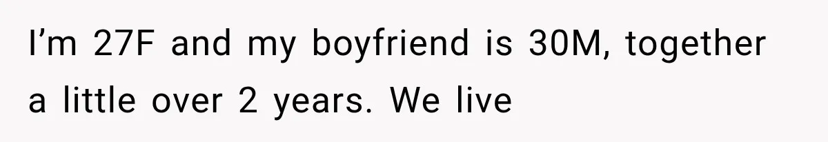 I’m 27F and my boyfriend is 30M, together a little over 2 years. We live