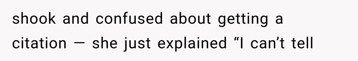 shook and confused about getting a citation — she just explained “I can’t tell
