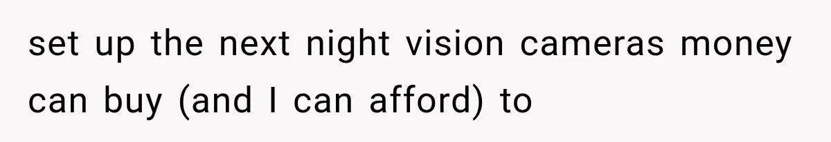 set up the next night vision cameras money can buy (and I can afford) to