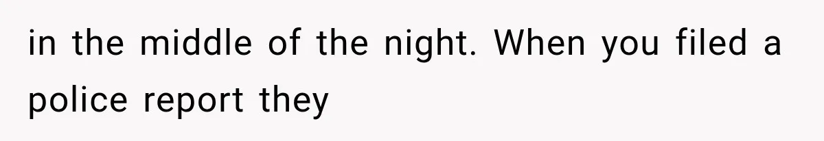 in the middle of the night. When you filed a police report they