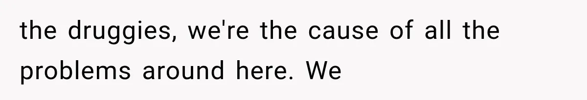 the druggies, we're the cause of all the problems around here. We