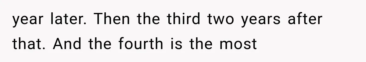 year later. Then the third two years after that. And the fourth is the most